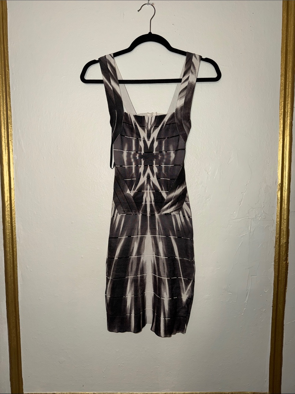 bebe Black and White Bandage Bodycon Mini Dress